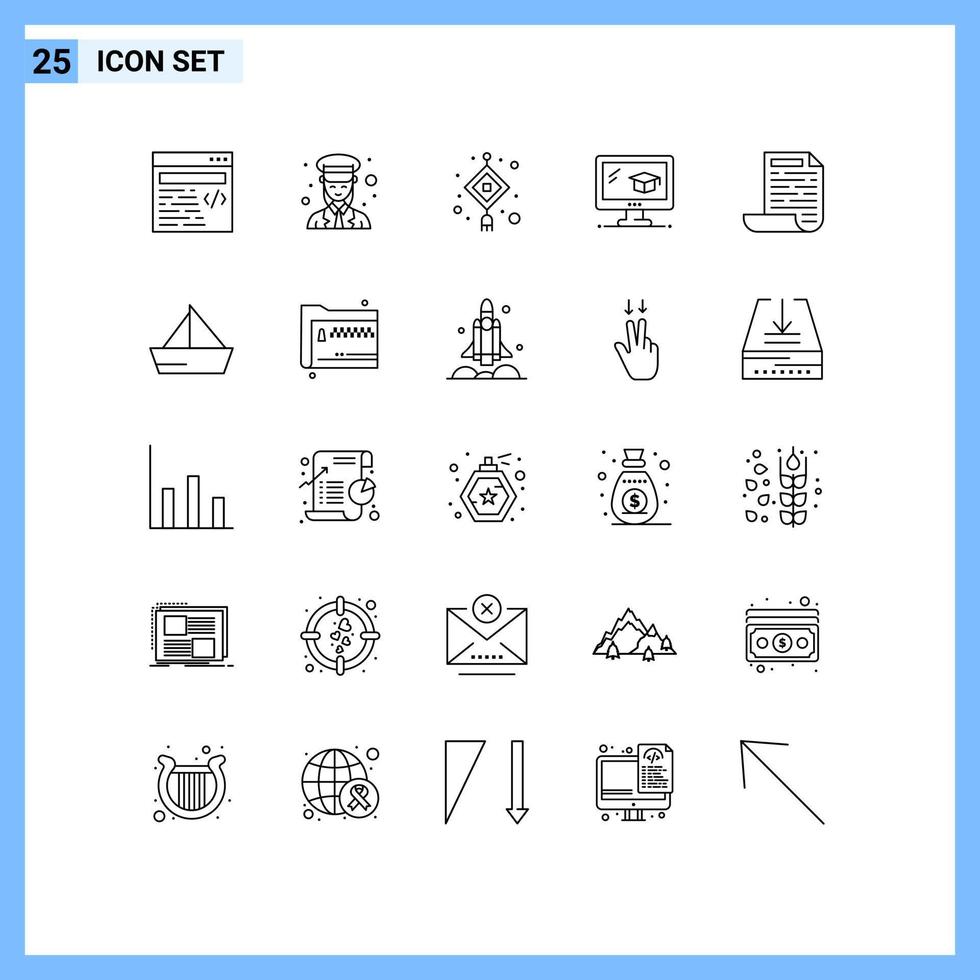 einstellen von 25 modern ui Symbole Symbole Zeichen zum dokumentieren Datei Chinesisch Abschluss Bildung editierbar Vektor Design Elemente