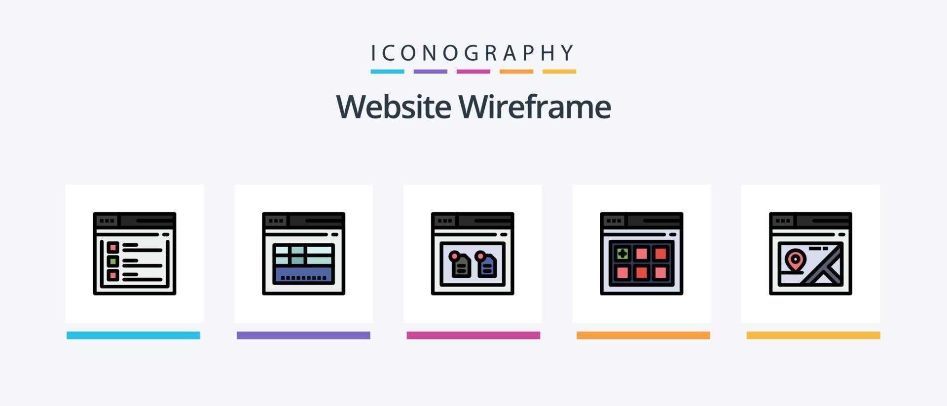 hemsida trådmodell linje fylld 5 ikon packa Inklusive webb sida. webb. snabblänkar. dela med sig. webb. kreativ ikoner design vektor