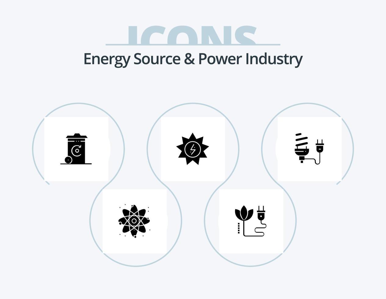 Energie Quelle und Leistung Industrie Glyphe Symbol Pack 5 Symbol Design. wirtschaftlich. Leistung. Behälter. Energie. Energie vektor