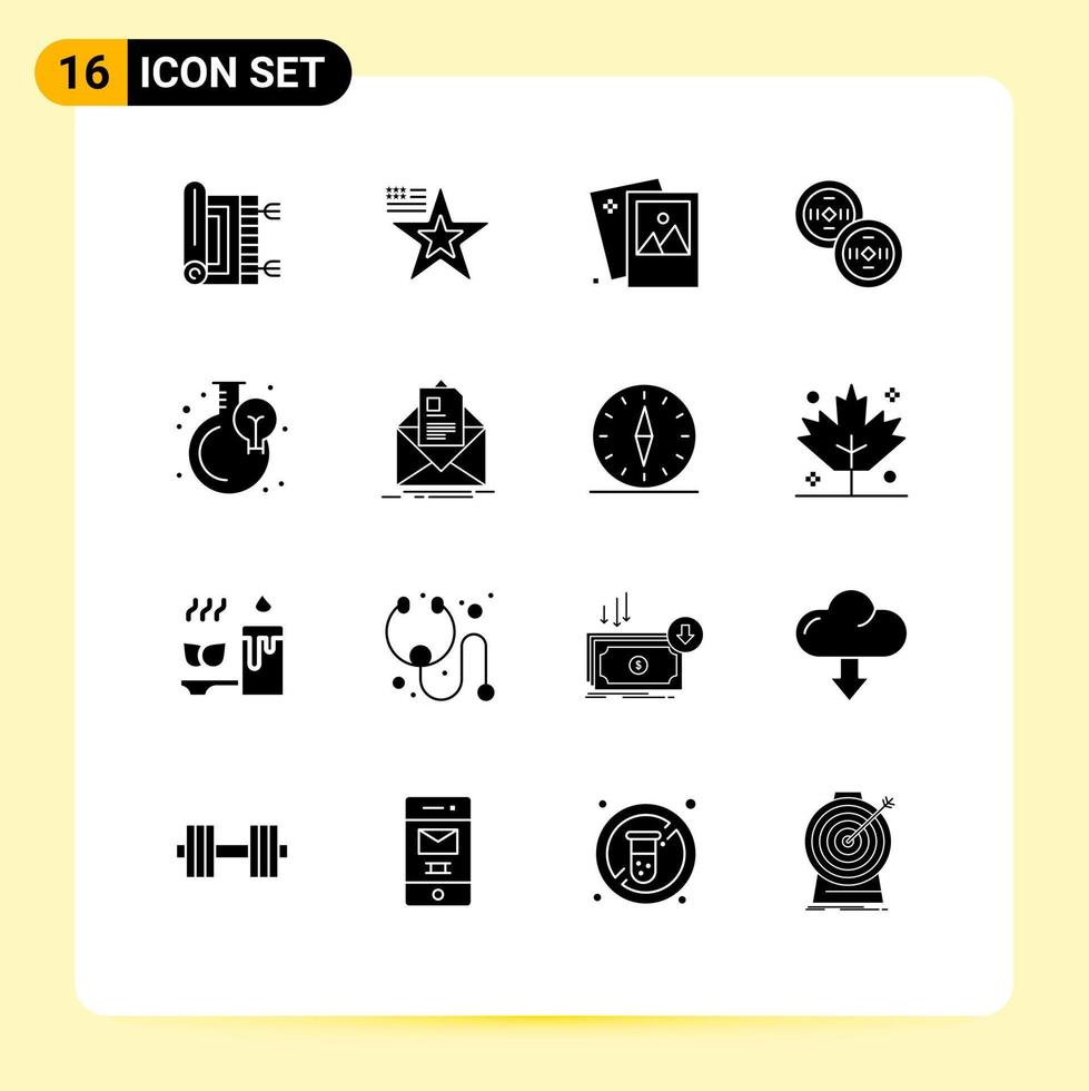 16 kreativ Symbole modern Zeichen und Symbole von Wachstum China USA Münzen Fotografie editierbar Vektor Design Elemente