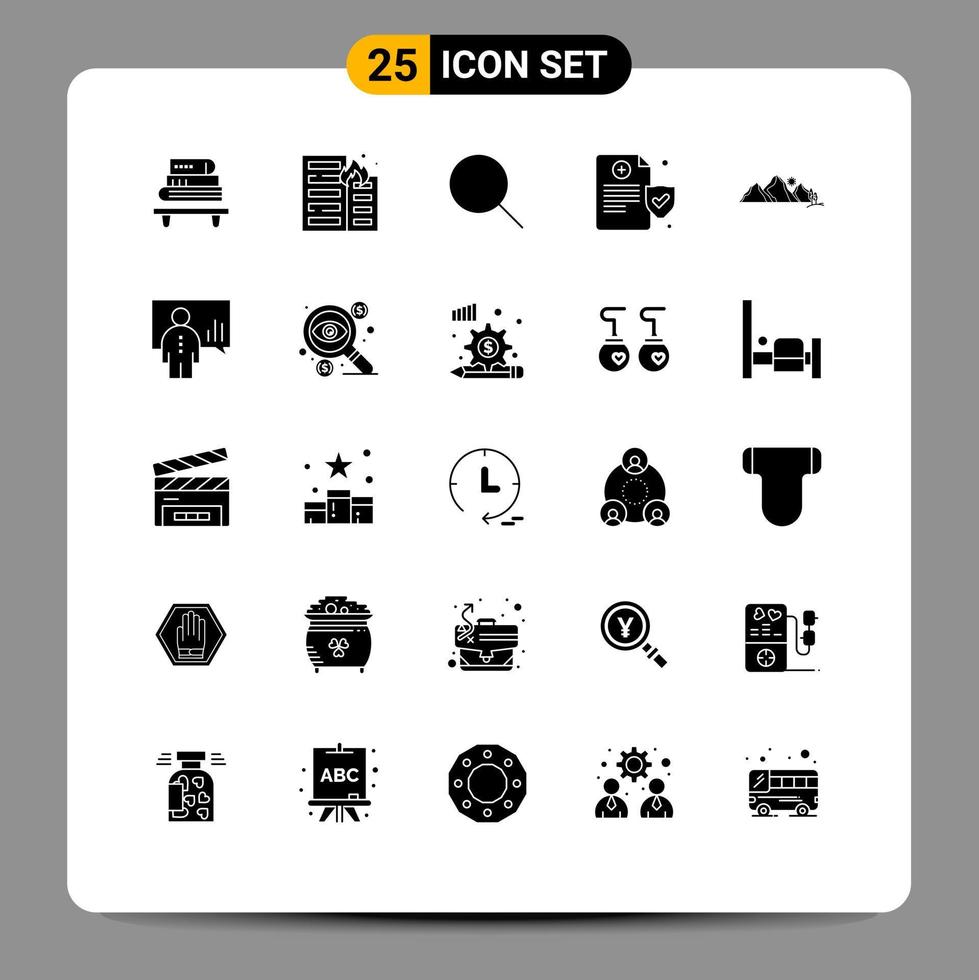 uppsättning av 25 modern ui ikoner symboler tecken för natur kulle risk politik hälsa redigerbar vektor design element