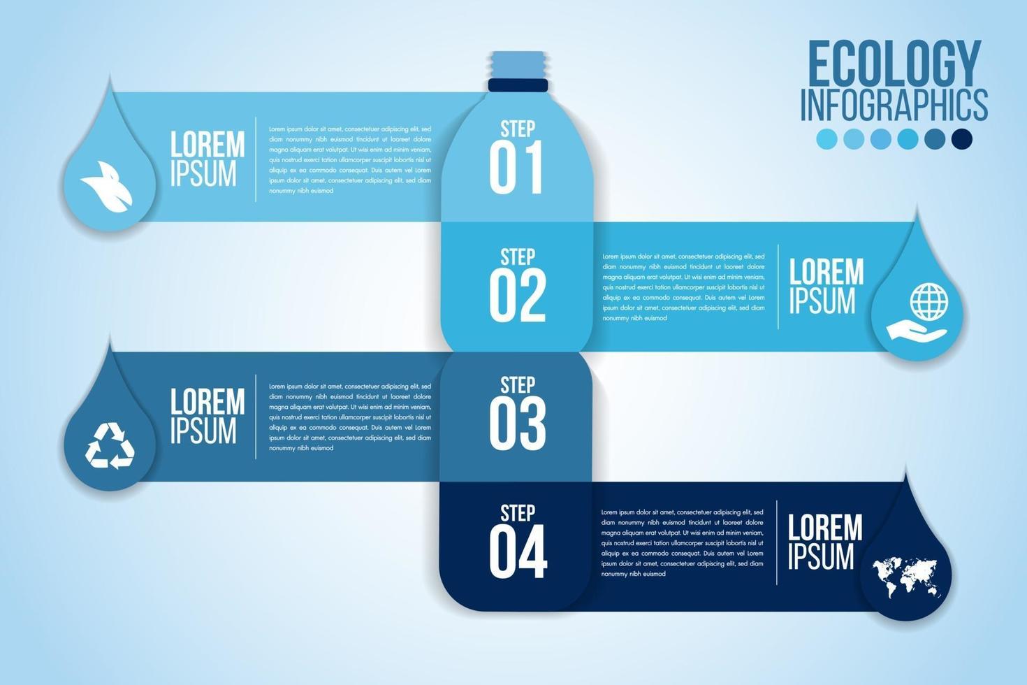 Infografik Öko Wasser Blau Design-Elemente verarbeiten 4 Schritte oder Optionen Teile vektor