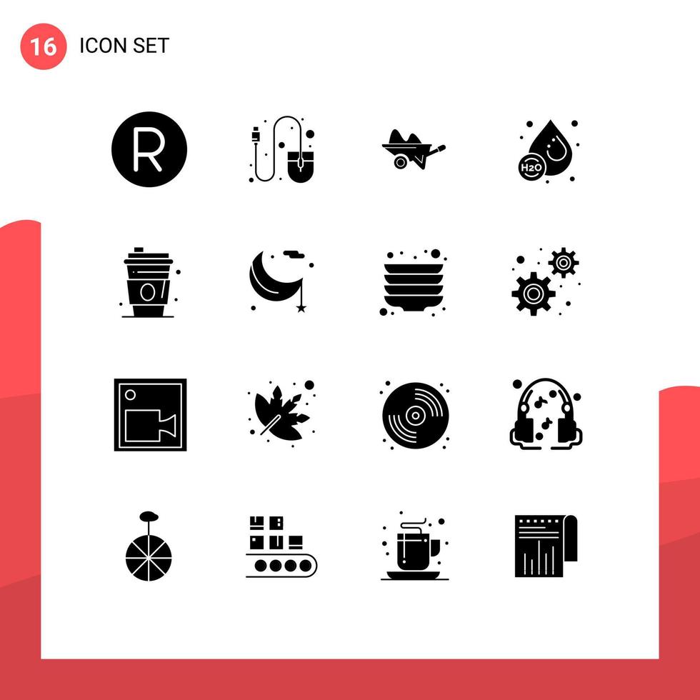 16 kreativ ikoner modern tecken och symboler av vatten ho skottkärra släppa trädgårdsarbete redigerbar vektor design element