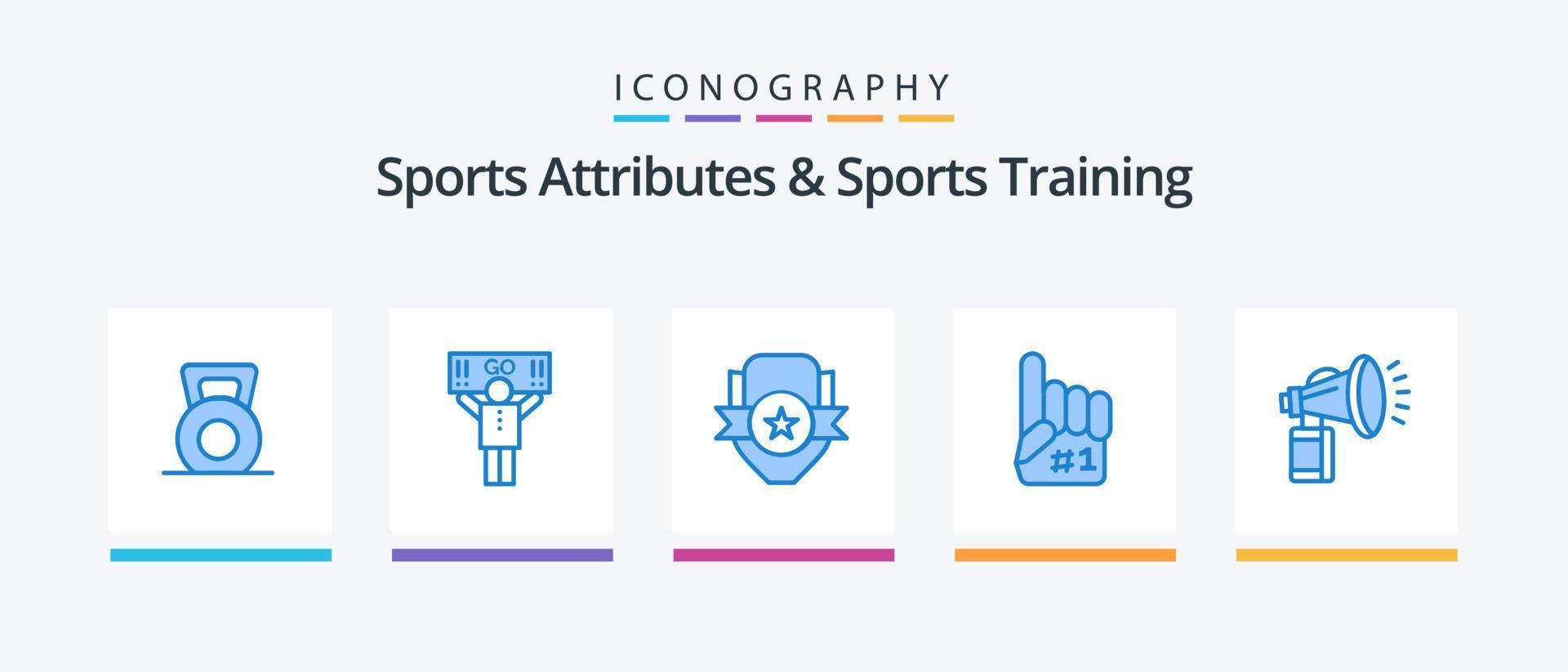 sporter attribut och sporter Träning blå 5 ikon packa Inklusive luft. skum. bricka. finger. sport. kreativ ikoner design vektor