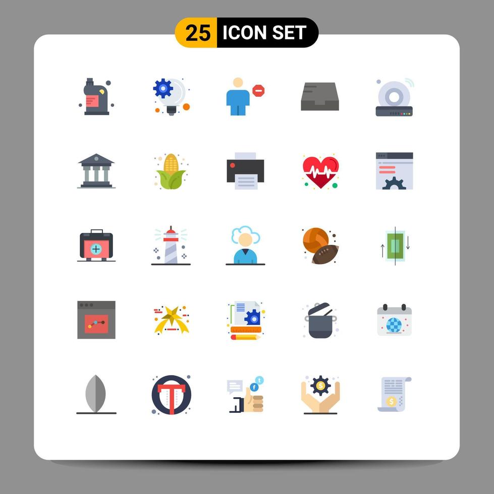 grupp av 25 platt färger tecken och symboler för dvd brevlåda avatar post tecken redigerbar vektor design element
