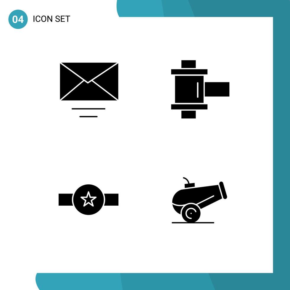 Lager Vektor Symbol Pack von 4 Linie Zeichen und Symbole zum Mail Rang Film Klasse Kanon editierbar Vektor Design Elemente