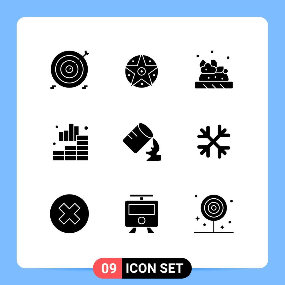 grupp av 9 fast glyfer tecken och symboler för vatten Graf stjärna Diagram analys redigerbar vektor design element