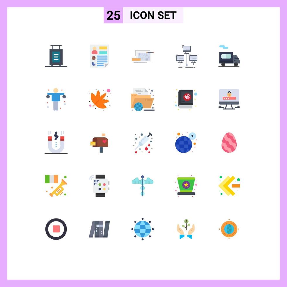 25 Universal- eben Farbe Zeichen Symbole von Computer Verbindung die Architektur verteilt Ingenieurwesen editierbar Vektor Design Elemente