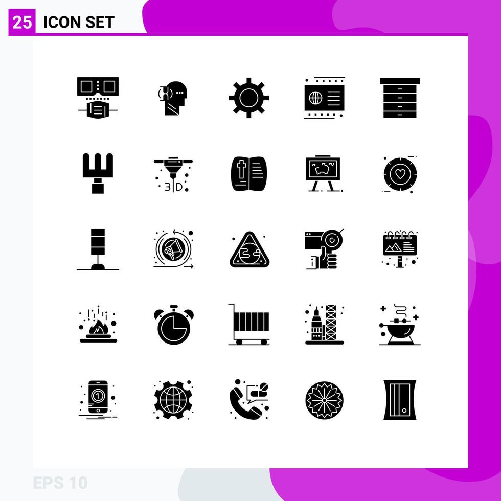 solide Glyphe Pack von 25 Universal- Symbole von Möbel Dekor Fahrzeuge Zahlung Anerkennung editierbar Vektor Design Elemente