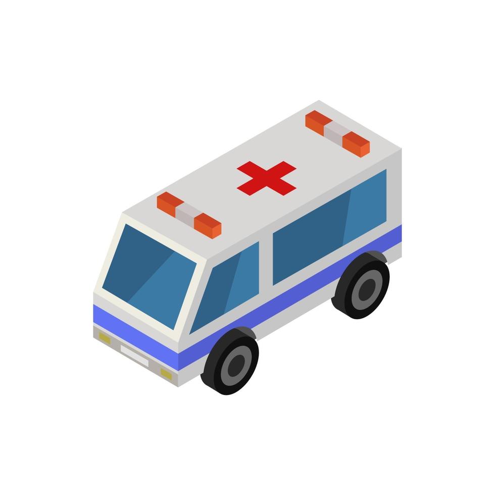 isometrischer Krankenwagen auf weißem Hintergrund vektor