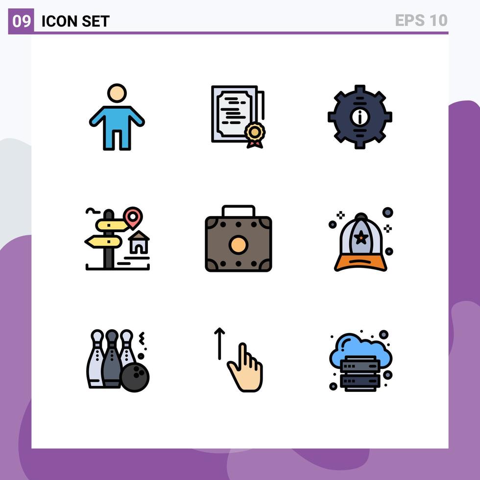9 tematiska vektor fylld linje platt färger och redigerbar symboler av verklig egendom tecken diplom plats service redigerbar vektor design element