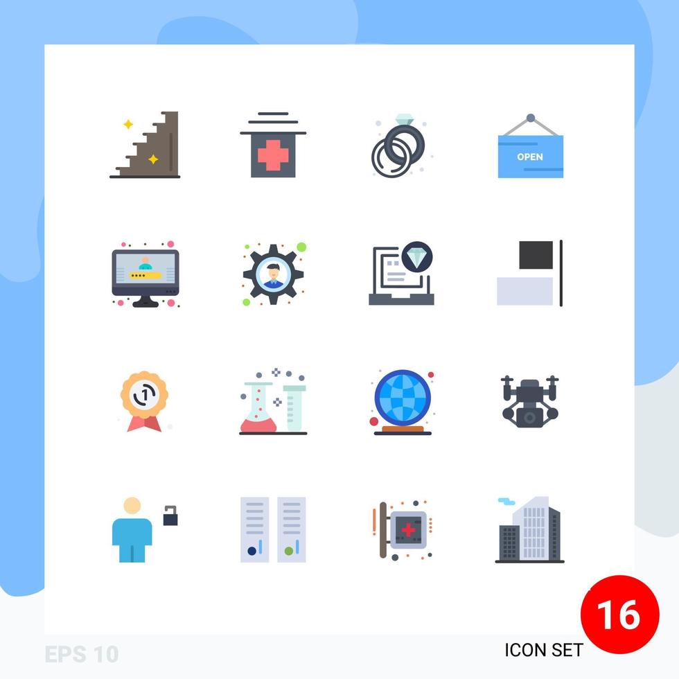 16 universell platt färger uppsättning för webb och mobil tillämpningar redskap registrering ringa profil skylt redigerbar packa av kreativ vektor design element