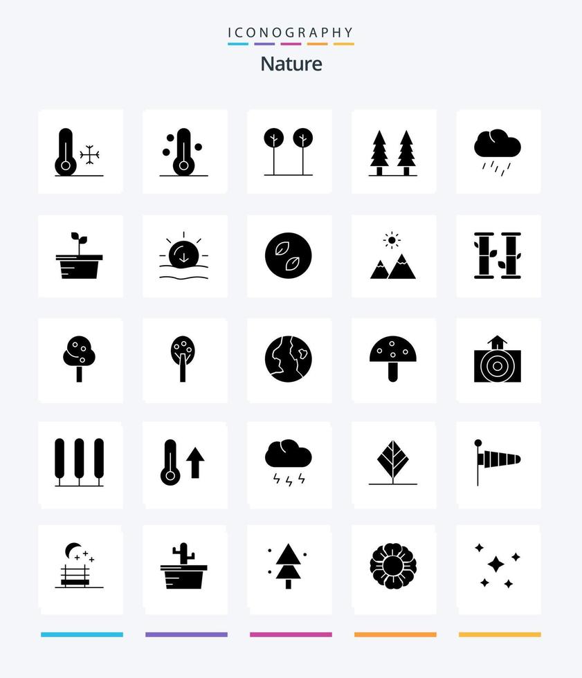 kreativ natur 25 glyf fast svart ikon packa sådan som växt. väder. underhållning. säsong. natur vektor