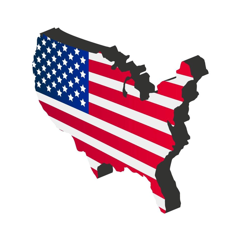 isometrische Karte der Vereinigten Staaten auf weißem Hintergrund vektor