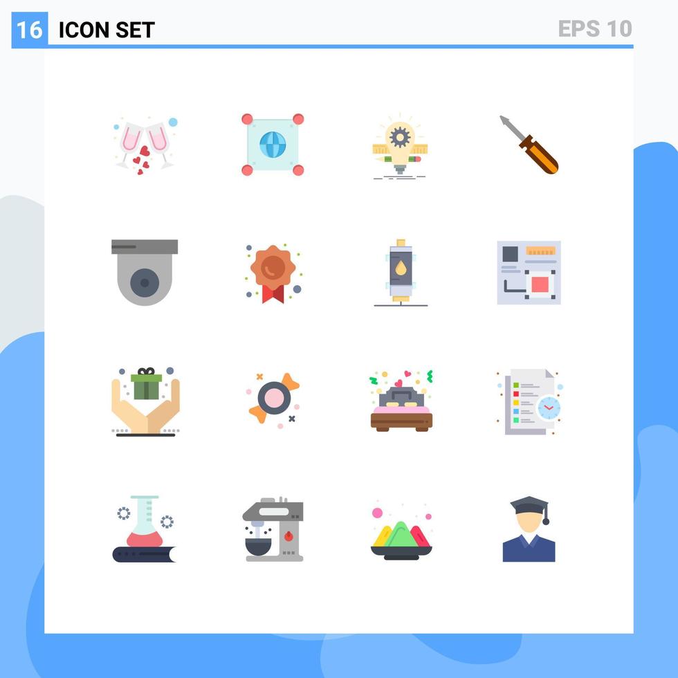 grupp av 16 platt färger tecken och symboler för verktyg verktyg deveopment förare skala redigerbar packa av kreativ vektor design element