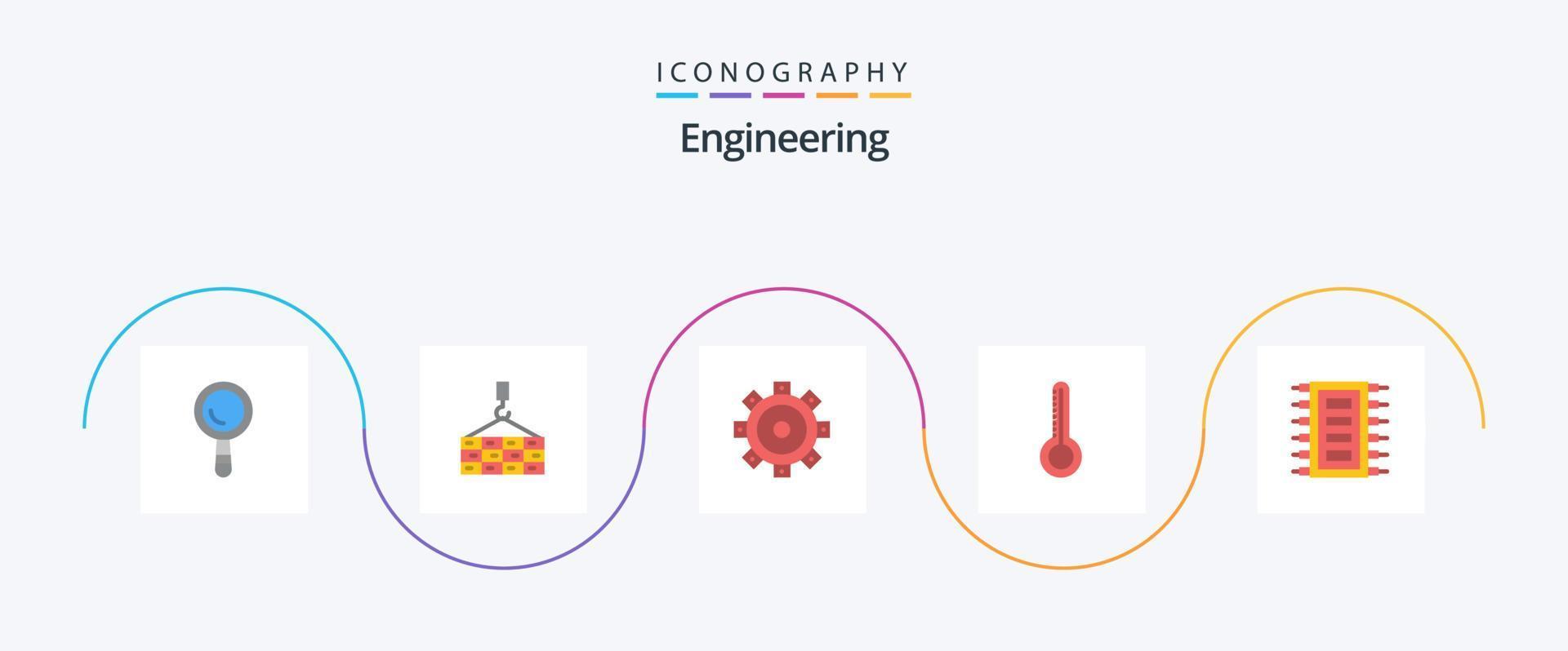 Ingenieurwesen eben 5 Symbol Pack einschließlich verbinden. Chip. Gebäude. Hardware. Wetter vektor