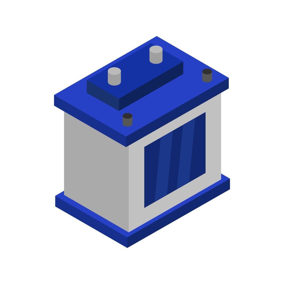isometrische Autobatterie auf weißem Hintergrund. vektor