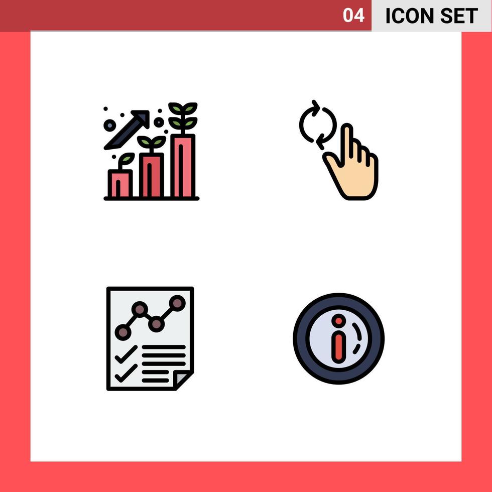 mobil gränssnitt fylld linje platt Färg uppsättning av 4 piktogram av företag data vinst refresh sida redigerbar vektor design element