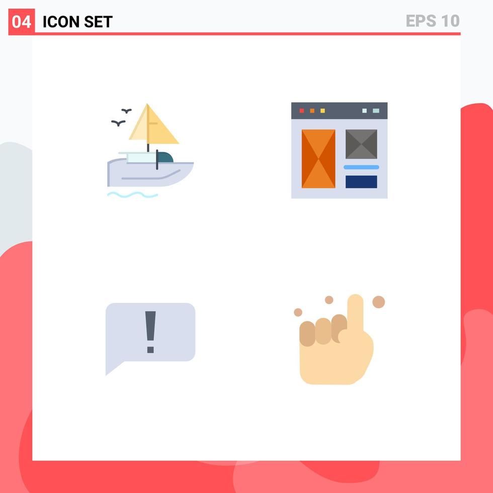 grupp av 4 platt ikoner tecken och symboler för båt chatt fartyg internet grundläggande redigerbar vektor design element