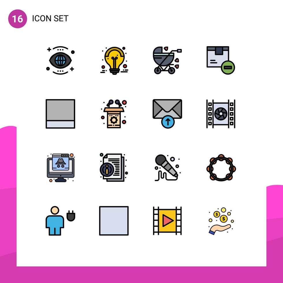einstellen von 16 Vektor eben Farbe gefüllt Linien auf Gitter zum Waren löschen großartig Verkauf Box Buggy editierbar kreativ Vektor Design Elemente