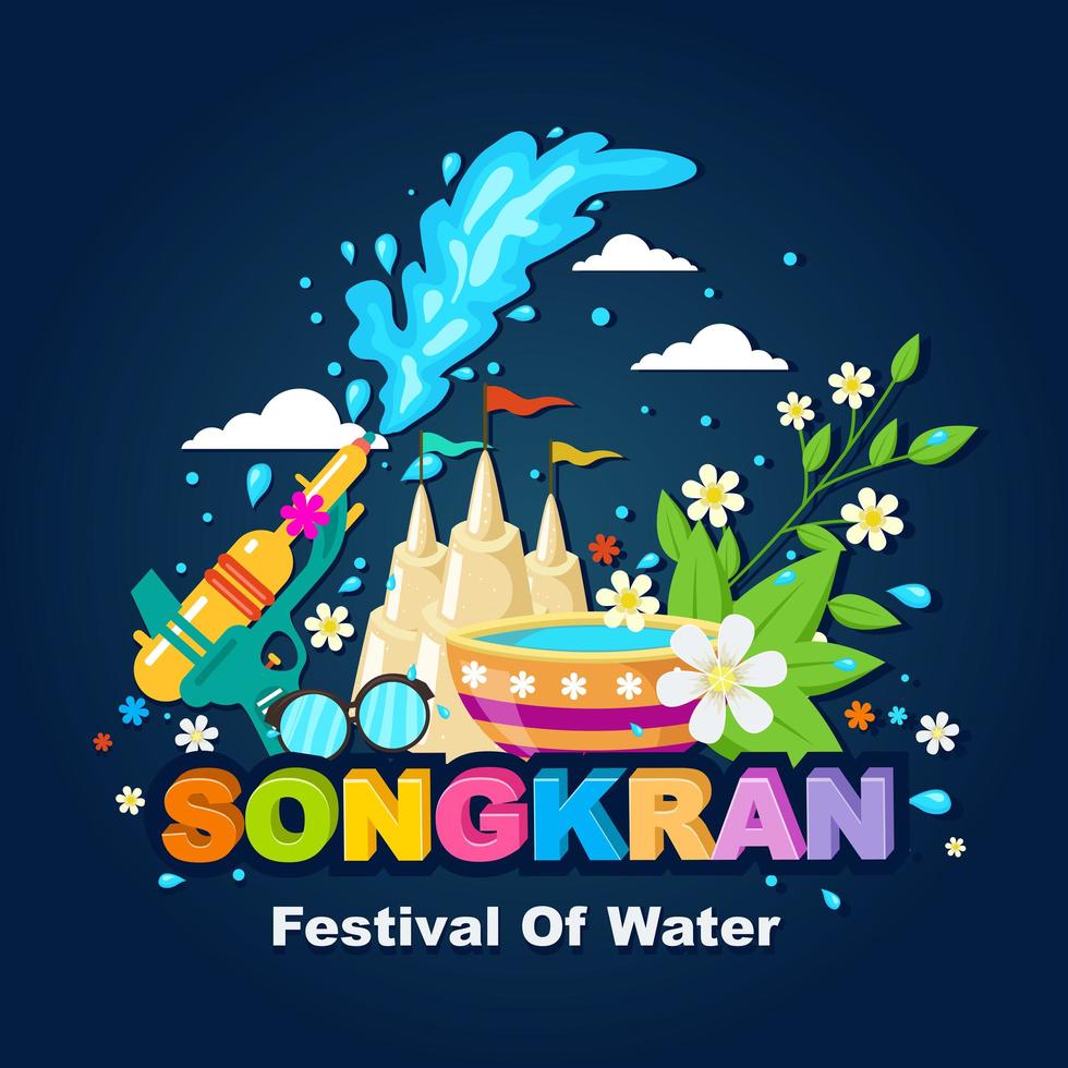 lycklig songkran festival av vatten vektor