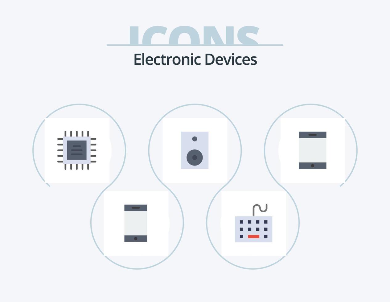 enheter platt ikon packa 5 ikon design. ipad. teknologi. chip. högtalare. elektronik vektor