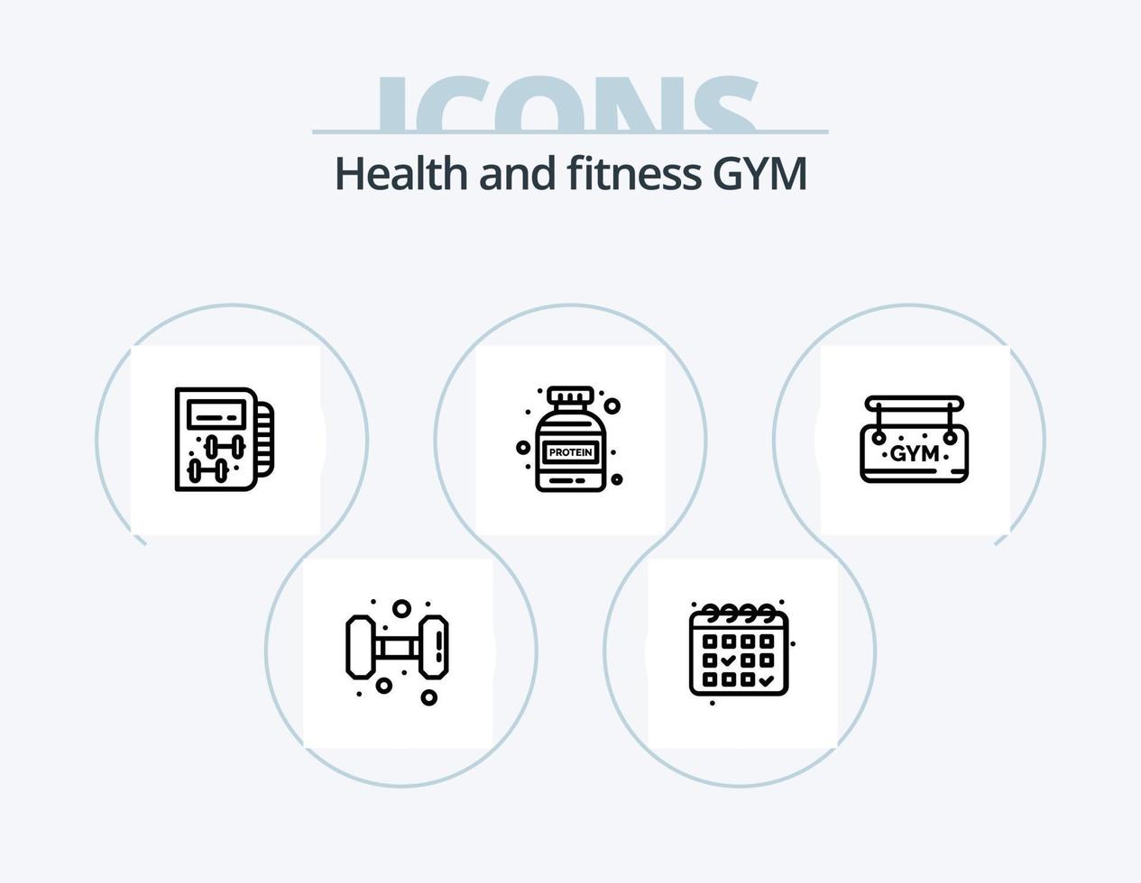 Gym linje ikon packa 5 ikon design. . Gym. träning. kondition. mobil vektor