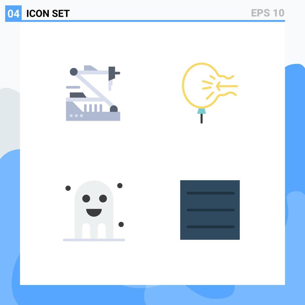 modern uppsättning av 4 platt ikoner pictograph av framtida påfrestning robot ballong kopia redigerbar vektor design element