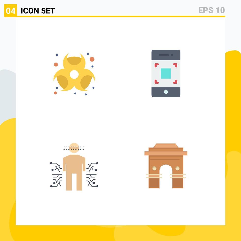 piktogram uppsättning av 4 enkel platt ikoner av kemisk kropp farlig smartphone mänsklig redigerbar vektor design element