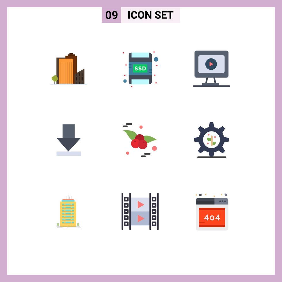 modern uppsättning av 9 platt färger och symboler sådan som jord mat övervaka körsbär gryning redigerbar vektor design element