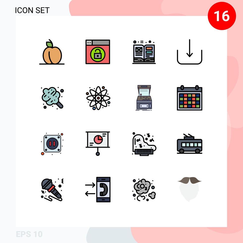 modern uppsättning av 16 platt Färg fylld rader pictograph av sötsaker efterrätt bok bomull godis multimedia redigerbar kreativ vektor design element