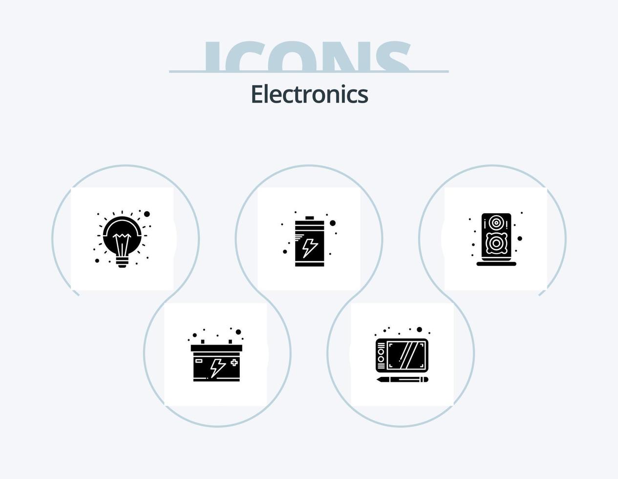 elektronik glyf ikon packa 5 ikon design. . högtalare. ljus. högtalare. enhet vektor