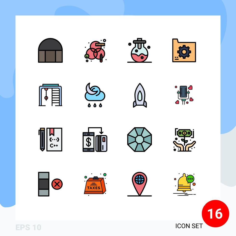 16 thematisch Vektor eben Farbe gefüllt Linien und editierbar Symbole von Ring Datei chemisch dokumentieren Daten editierbar kreativ Vektor Design Elemente