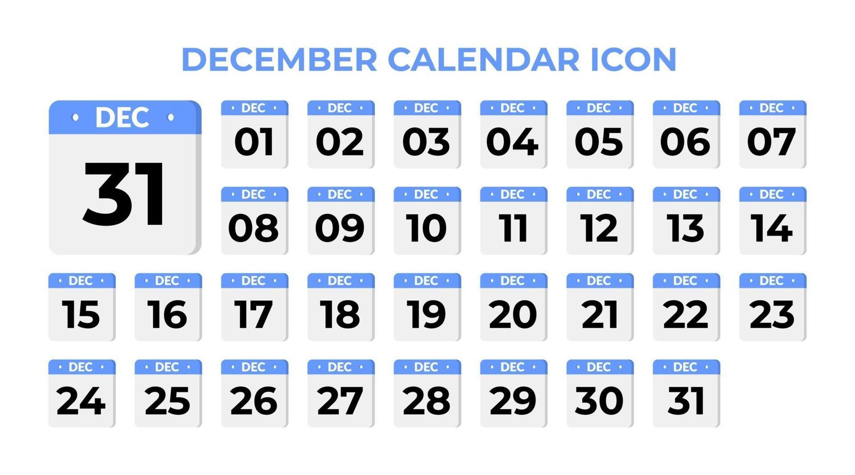december kalender ikon, inställd på blå vektor