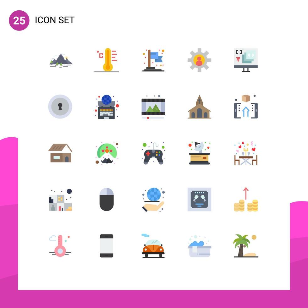 packa av 25 modern platt färger tecken och symboler för webb skriva ut media sådan som app service Sol anställd mål redigerbar vektor design element