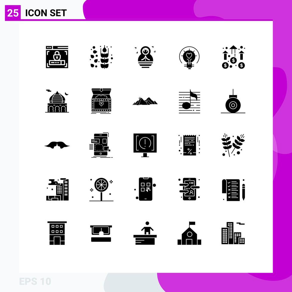 uppsättning av 25 modern ui ikoner symboler tecken för marknadsföring företag barn prestation ljus Glödlampa redigerbar vektor design element