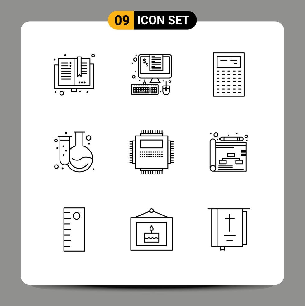 uppsättning av 9 modern ui ikoner symboler tecken för flaska kemi procent tillbaka till skola enhet redigerbar vektor design element