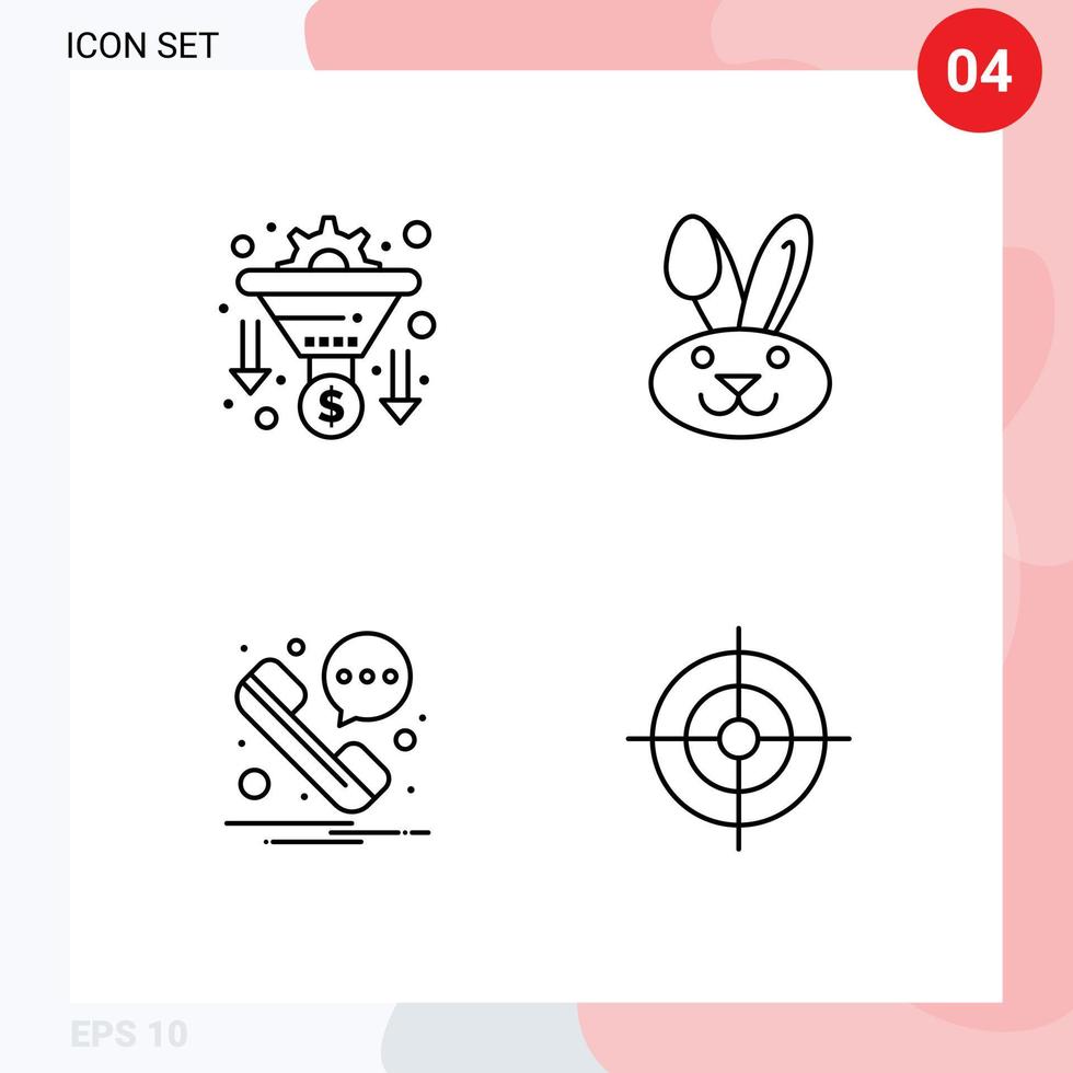 modern uppsättning av 4 fylld linje platt färger och symboler sådan som omvandling SMS pengar kanin gränssnitt redigerbar vektor design element