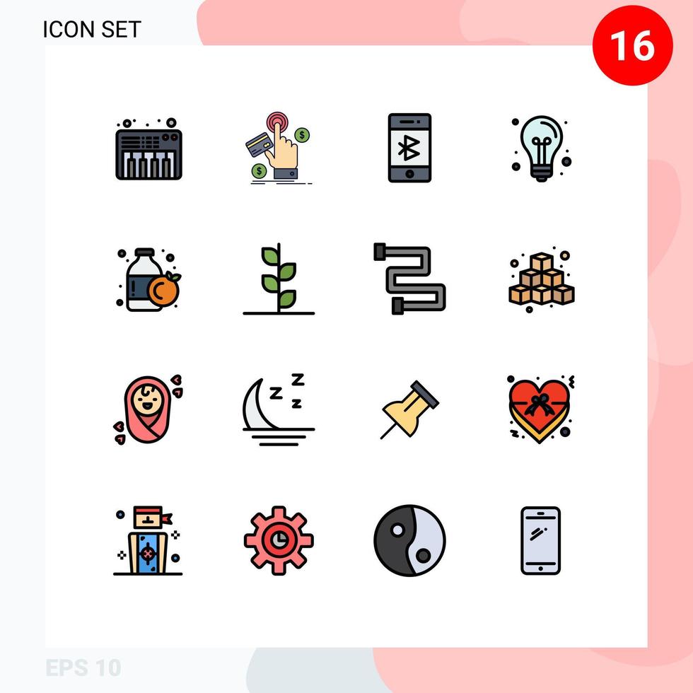 Lager Vektor Symbol Pack von 16 Linie Zeichen und Symbole zum Licht Bildung Bluetooth kreativ Telefon editierbar kreativ Vektor Design Elemente