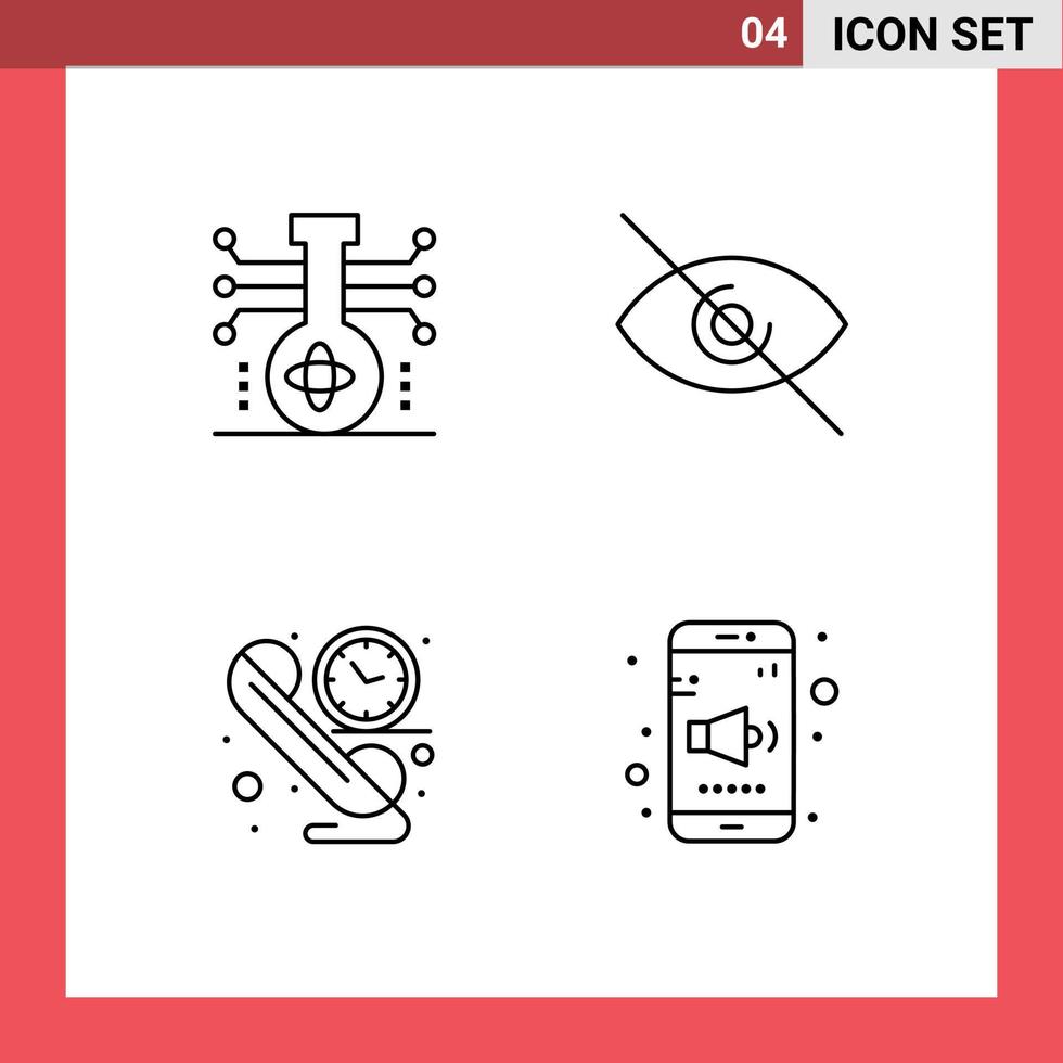 användare gränssnitt packa av 4 grundläggande fylld linje platt färger av kemi kommunikation vetenskap förneka tid redigerbar vektor design element