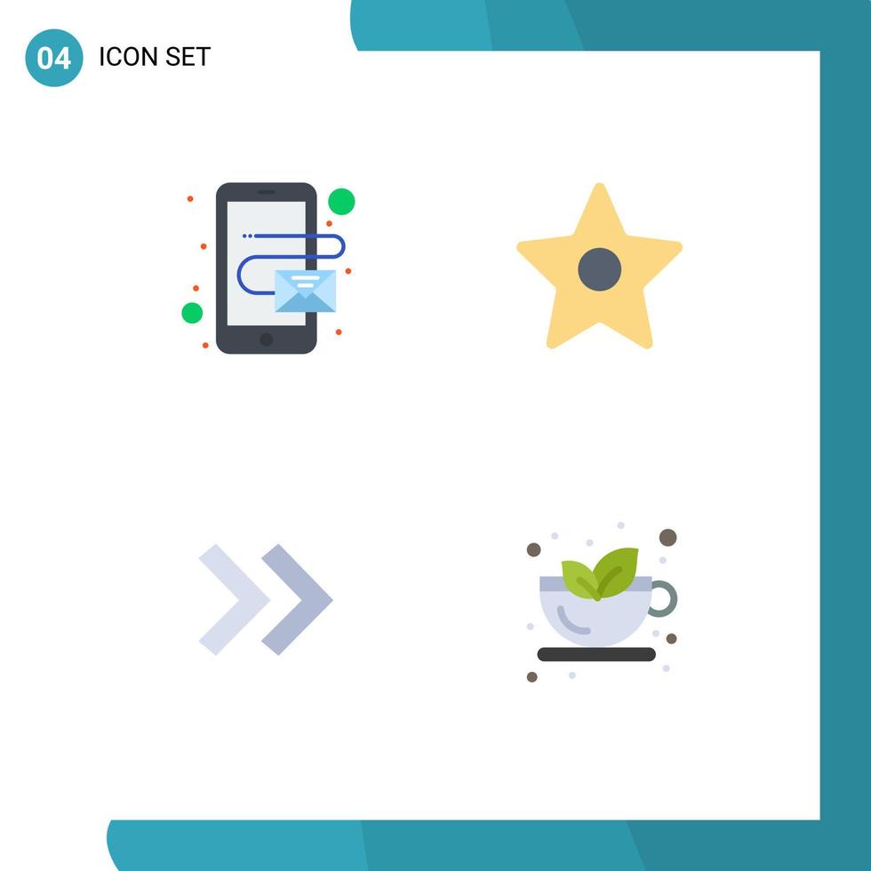 modern uppsättning av 4 platt ikoner och symboler sådan som adress höst bokmärke pil te redigerbar vektor design element
