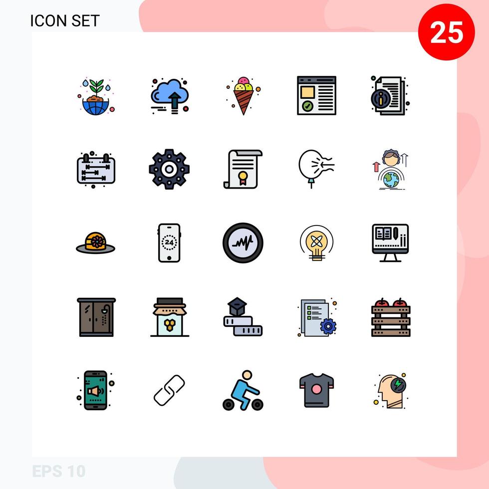 einstellen von 25 modern ui Symbole Symbole Zeichen zum Entwicklung Codierung Wachstum Browser Eis Sahne editierbar Vektor Design Elemente