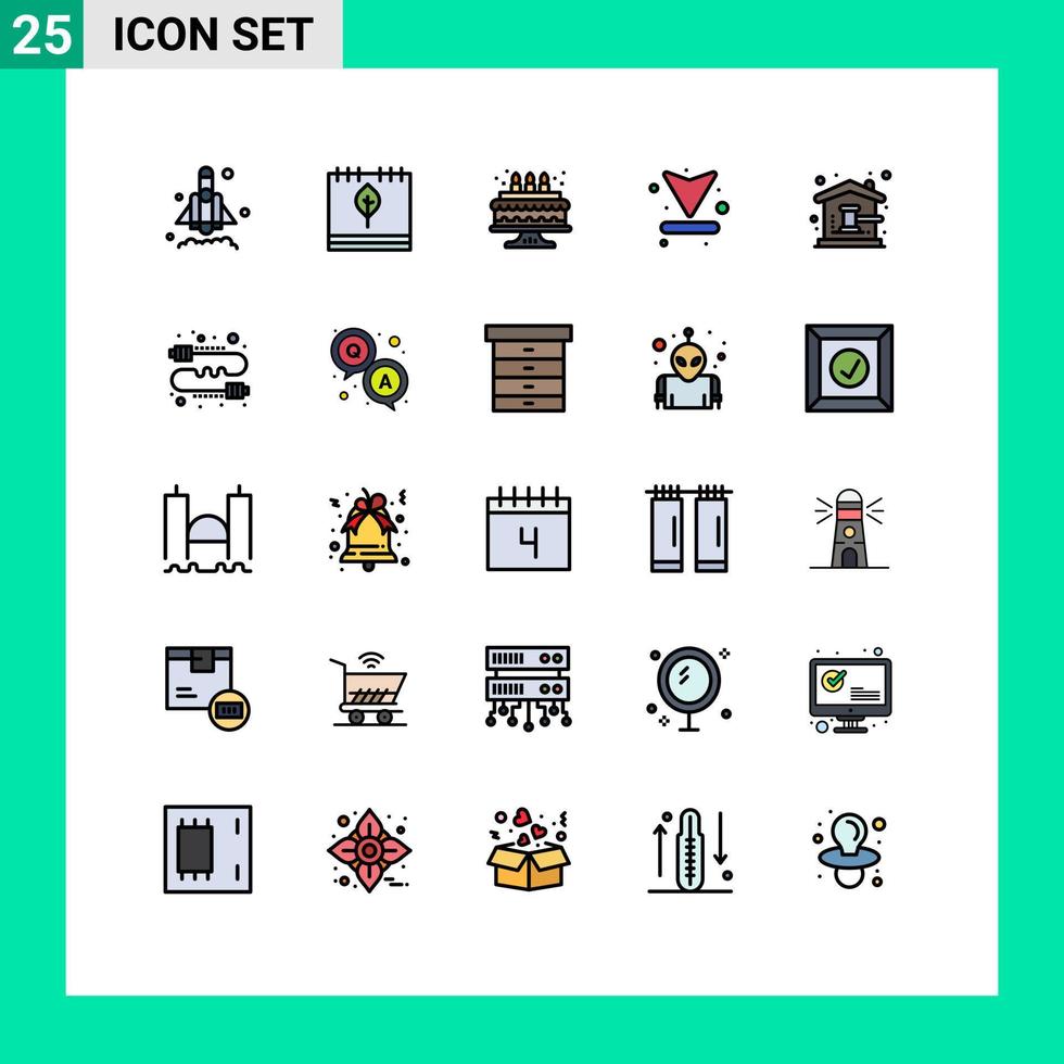 25 användare gränssnitt fylld linje platt Färg packa av modern tecken och symboler av domstol auktion födelsedag ladda ner pilar redigerbar vektor design element