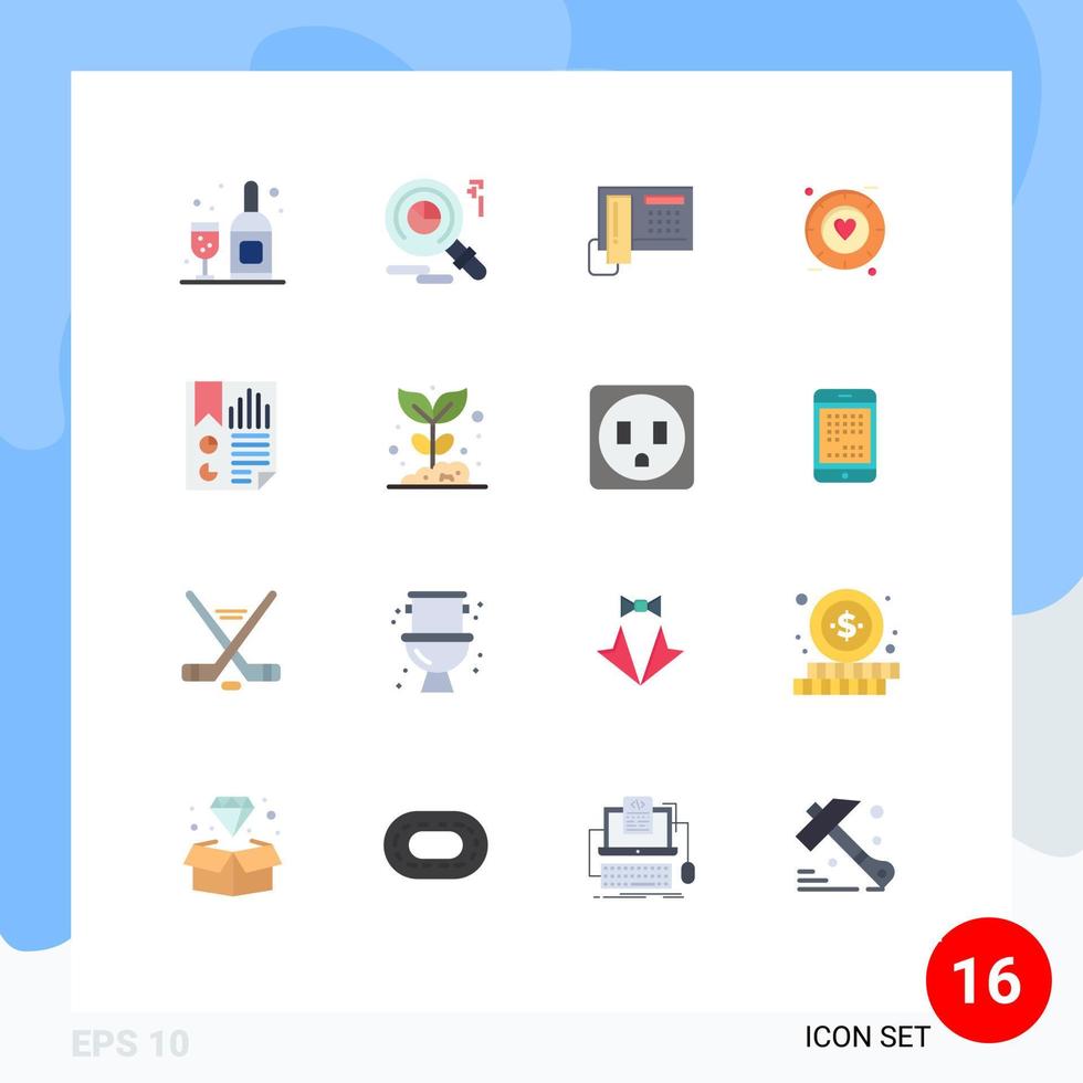 modern uppsättning av 16 platt färger pictograph av sida data cell bokmärke valentine redigerbar packa av kreativ vektor design element