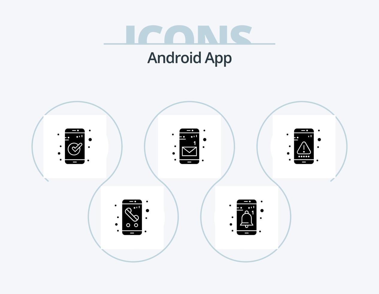 android app glyf ikon packa 5 ikon design. fel. mobil. användare. meddelande. ui vektor