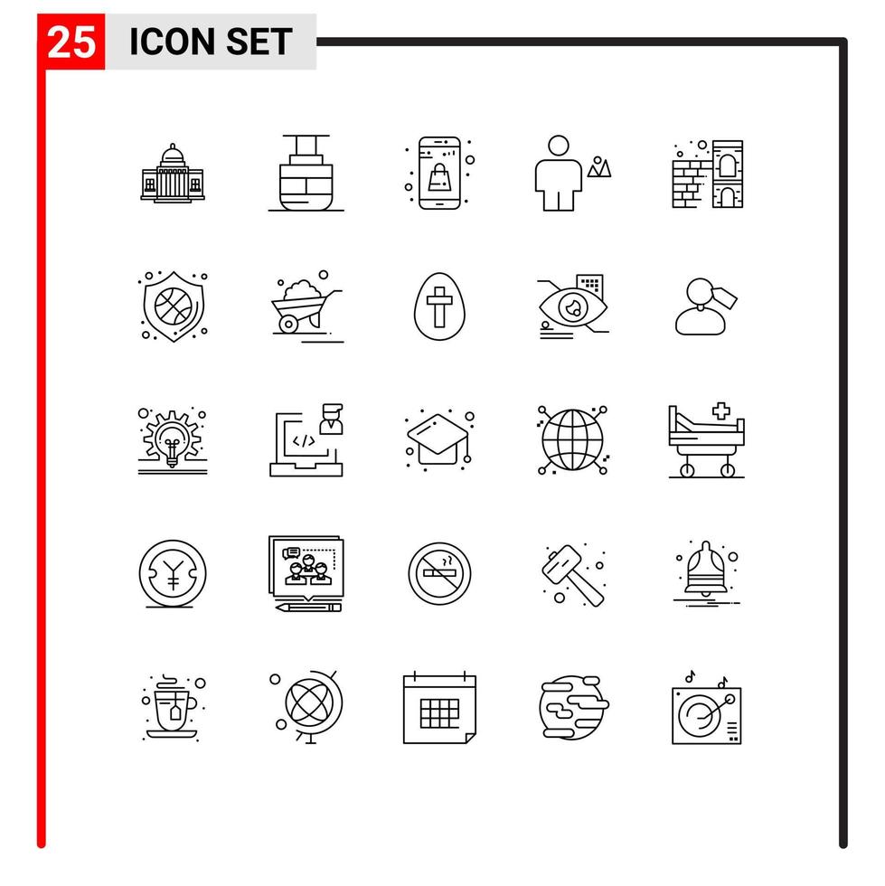 universell ikon symboler grupp av 25 modern rader av Land avatar transport uppkopplad app enkel redigerbar vektor design element