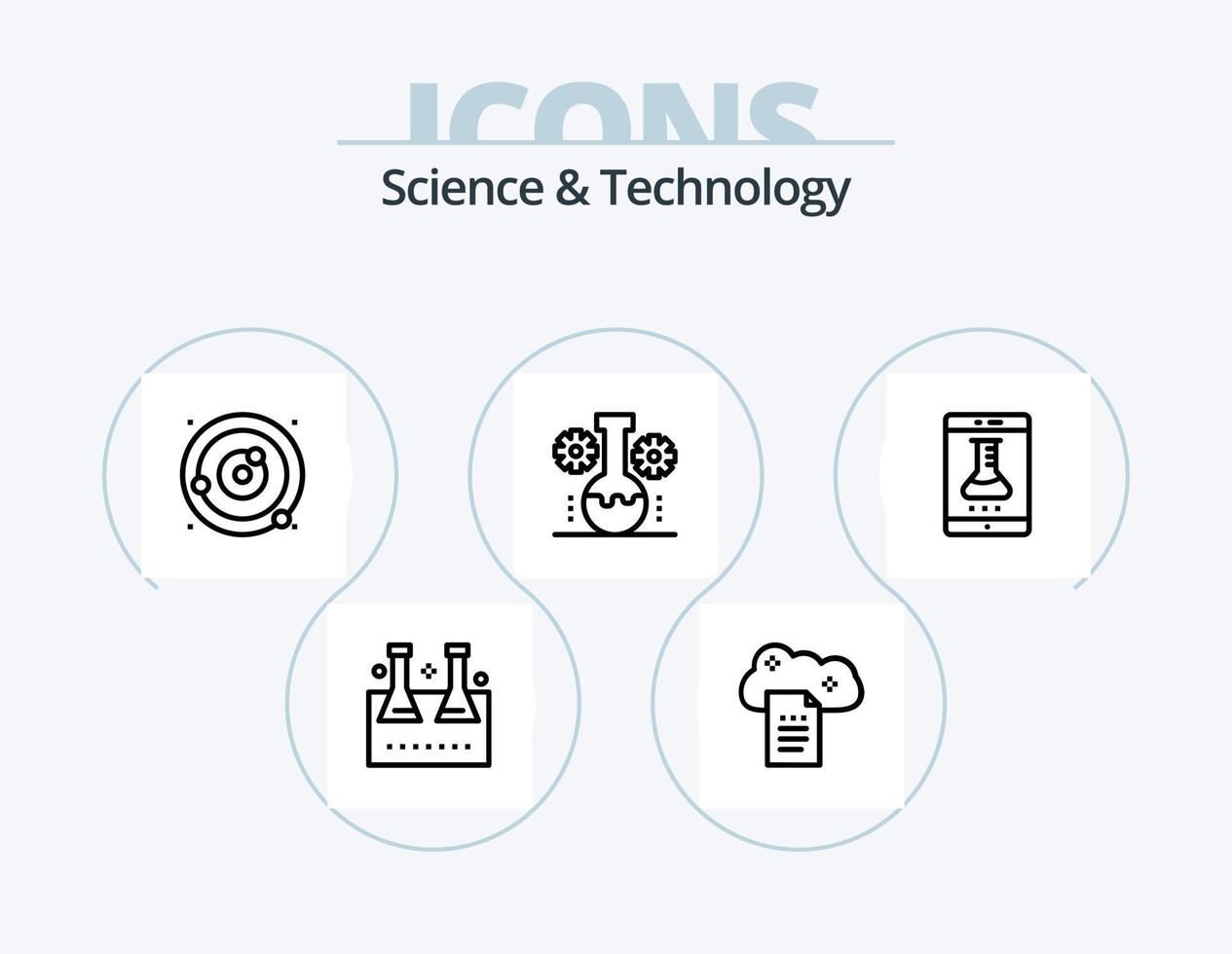 vetenskap och teknologi linje ikon packa 5 ikon design. mikrobiologi. kemisk testa. vetenskap av materia. testa rör. labb flaska vektor