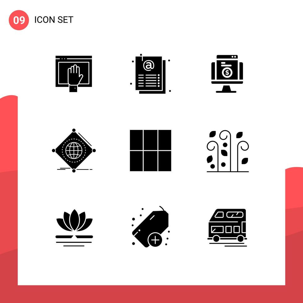 Lager Vektor Symbol Pack von 9 Linie Zeichen und Symbole zum von Internet Blatt iot E-Commerce editierbar Vektor Design Elemente