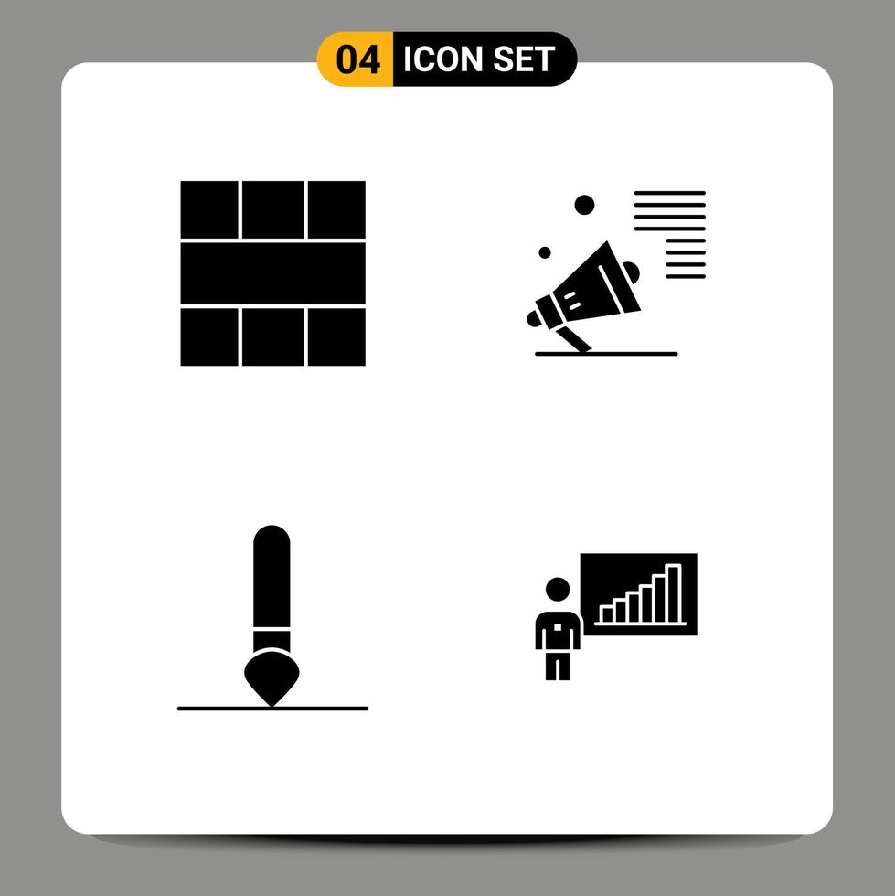 uppsättning av 4 vektor fast glyfer på rutnät för ram främja layout marknadsföring dra redigerbar vektor design element