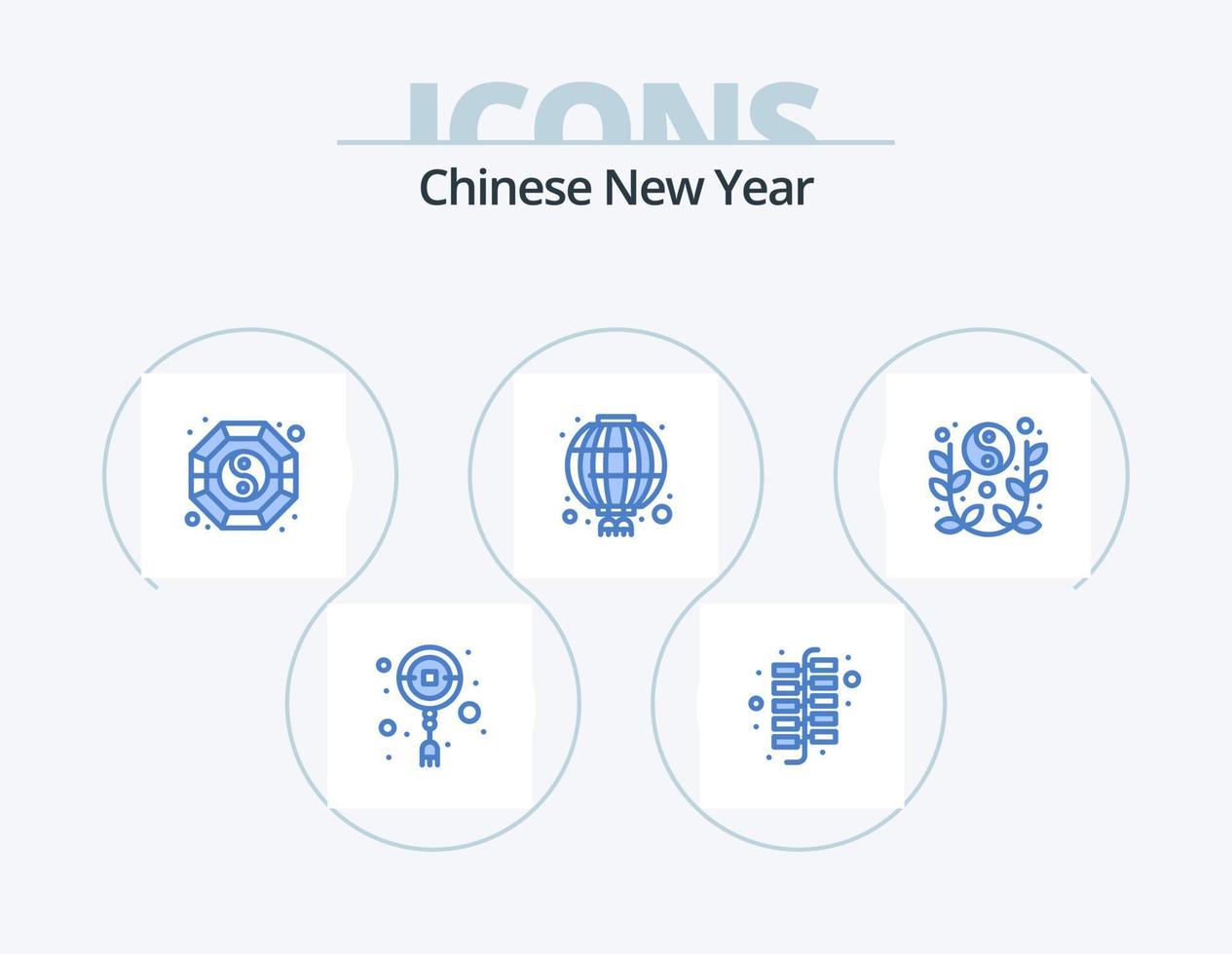 Chinesisch Neu Jahr Blau Symbol Pack 5 Symbol Design. Jahr. Mond. Shui. Rot. Chinesisch vektor